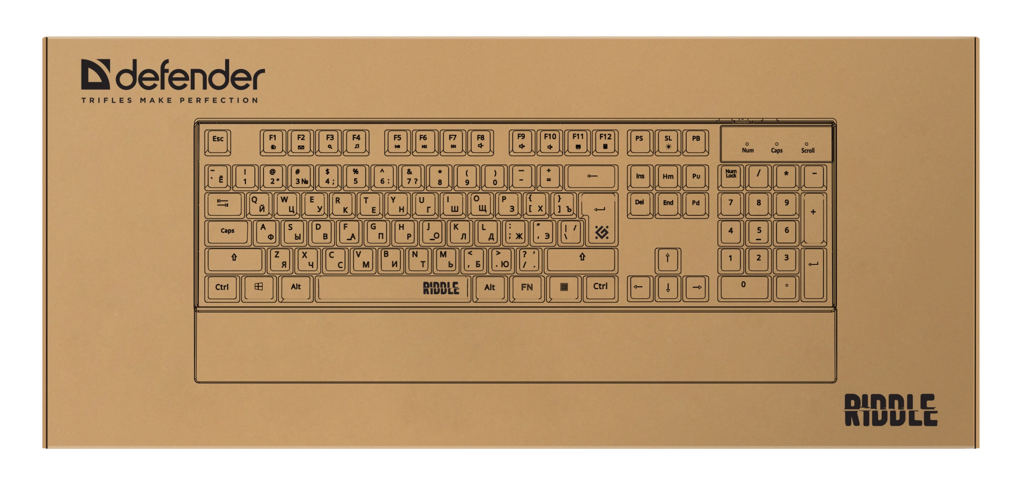 Клавиатура Defender Riddle GK-405 (45405) [Мембранная, проводная, клавиш - 104, подсветка, серая]