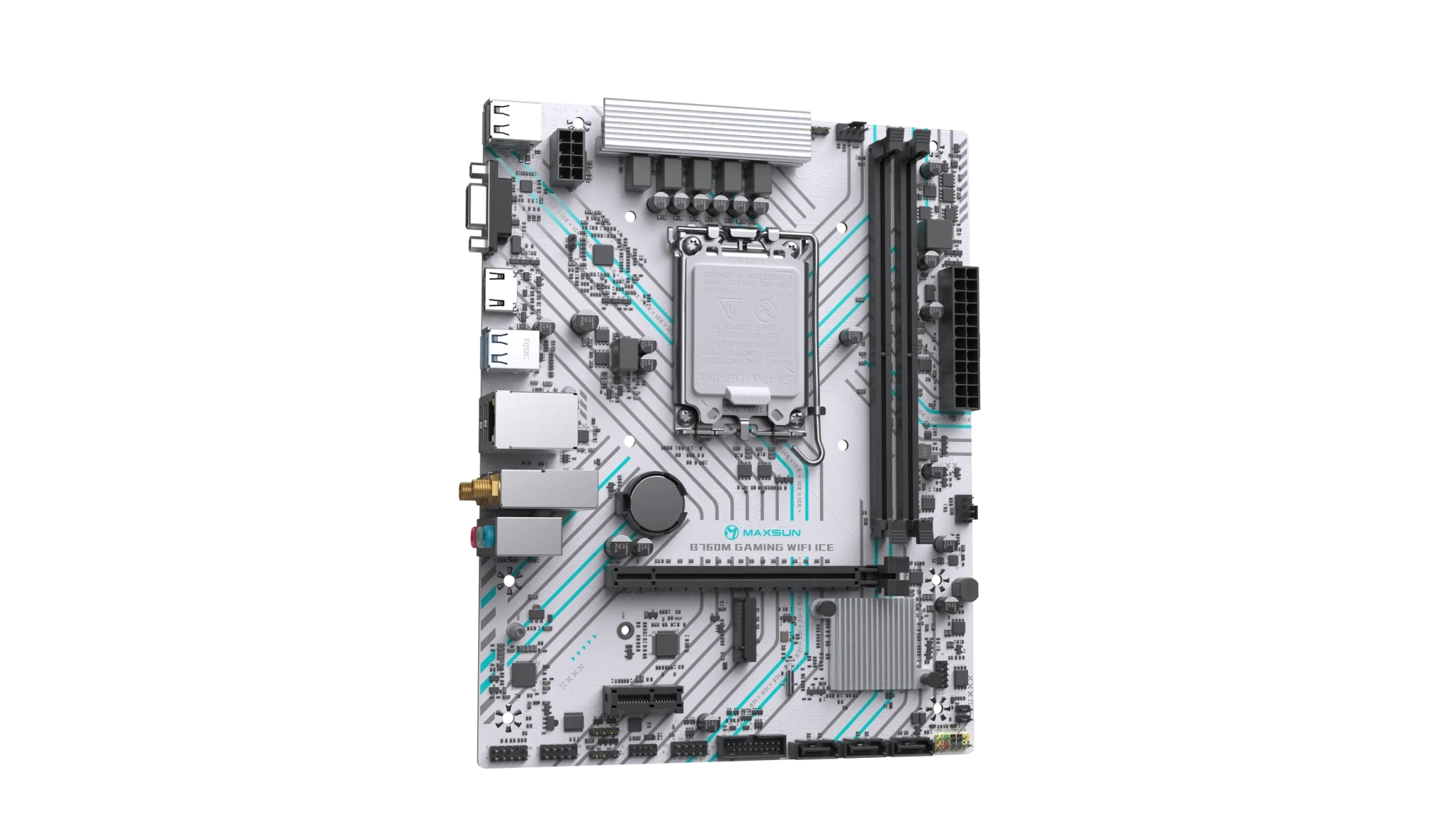 Материнская плата Maxsun B760M GAMING WIFI ICE [LGA 1700, Intel B760, 2xDDR 4, 1xM.2, 1xPCI-E x16, Micro-ATX]