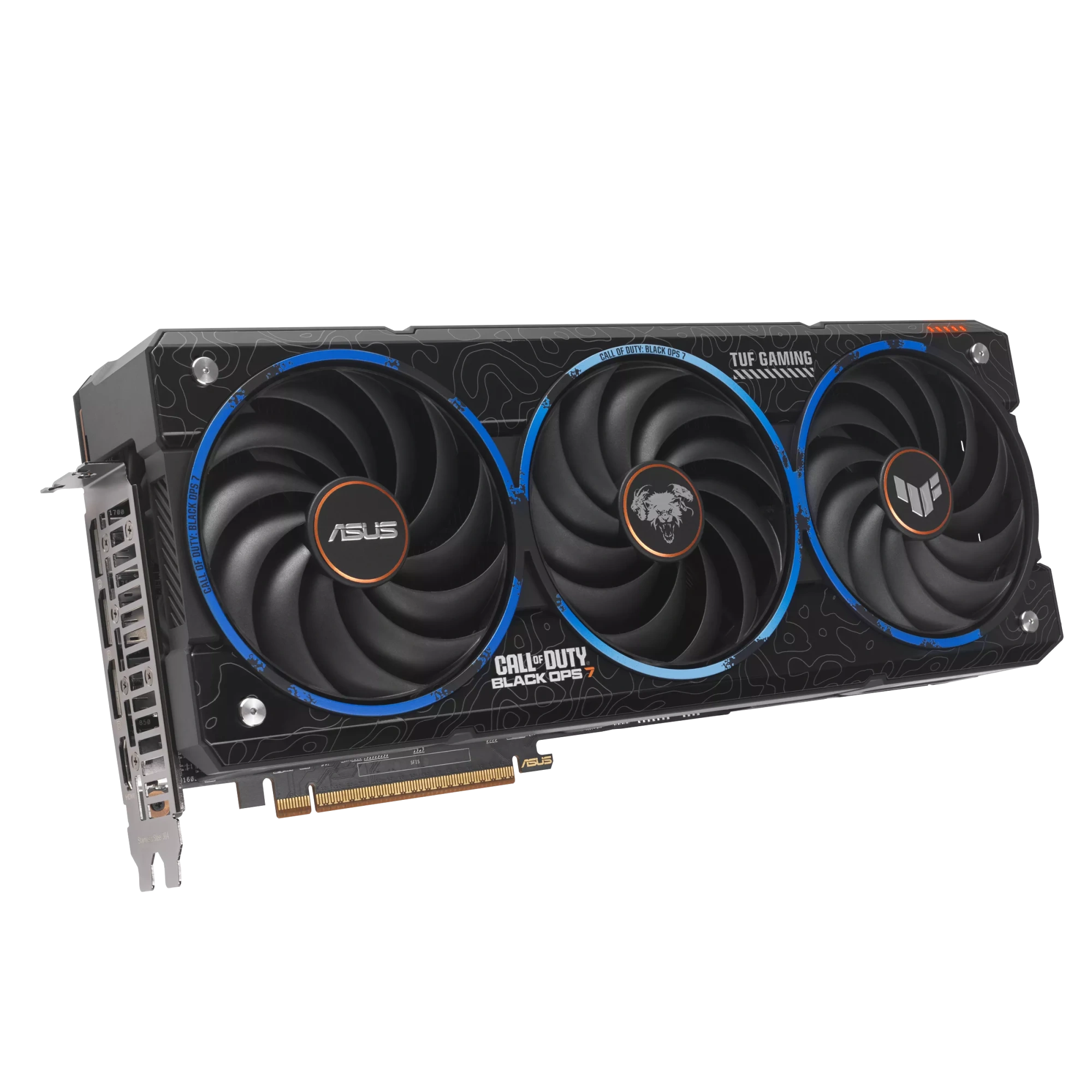 Видеокарта Asus TUF Gaming Radeon RX 9070 XT COD BO7 Special Edition (TUF-RX9070XT-O16G-COD-BO7) [16 ГБ, GDDR6, 256 бит, HDMI (2 шт), DisplayPort (2 шт)]