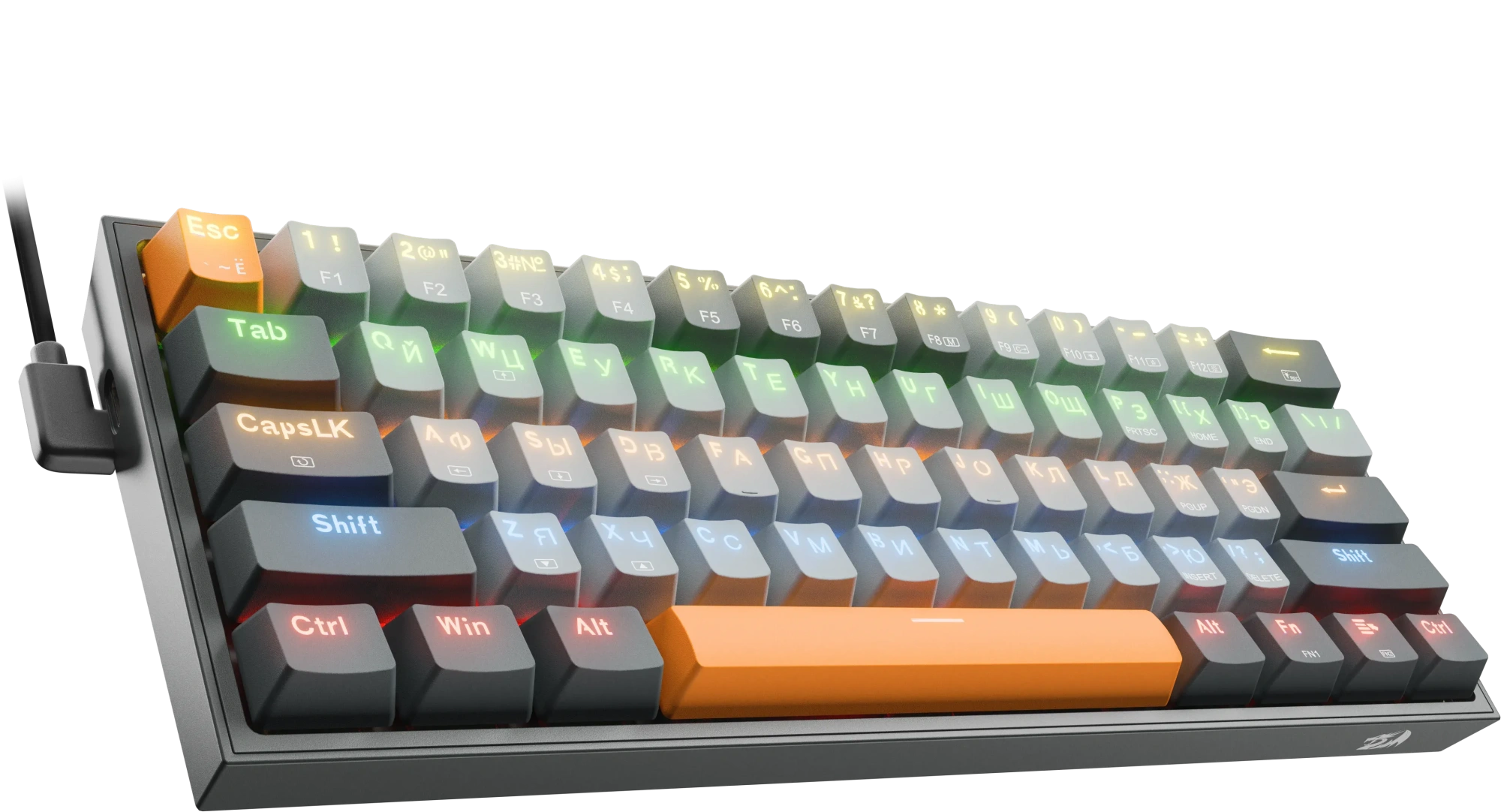 Клавиатура Redragon Fizz (72599) [механическая, проводная, RGB подсветка, Redragon + Red, серая]