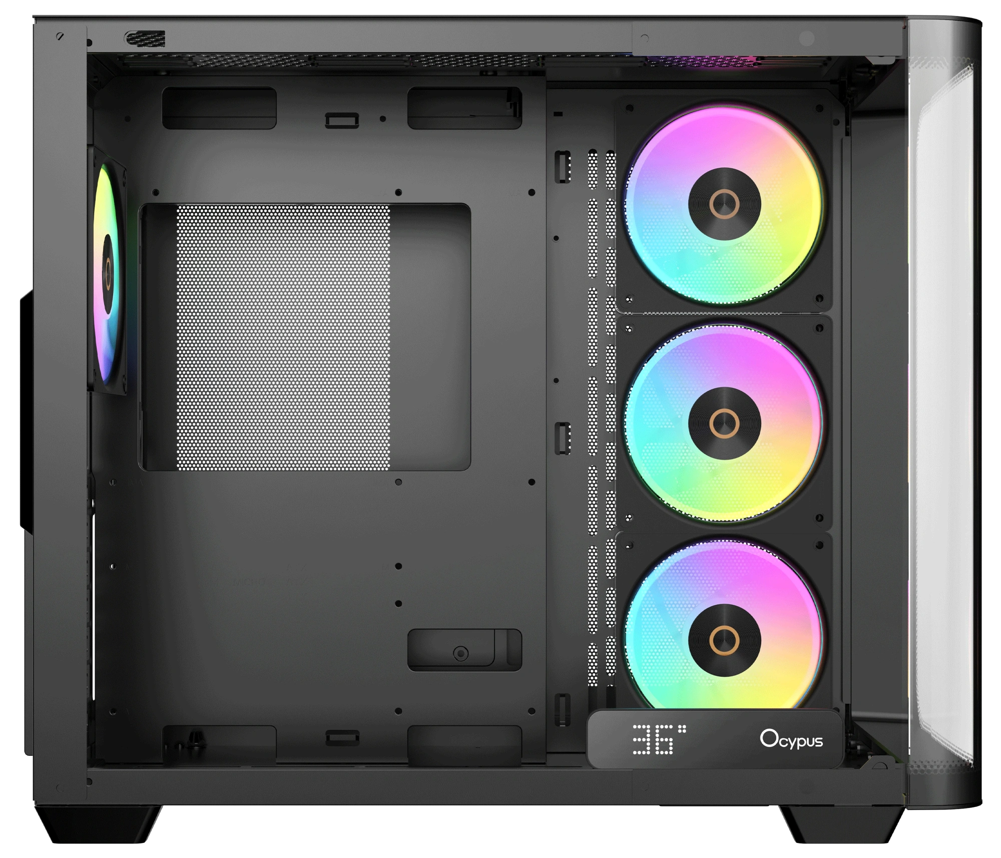 Корпус Ocypus Iota C70 Curve (Iota-C70-BKD400CD-GL) [Midi Tower, 4 x 120 мм ARGB, черный]