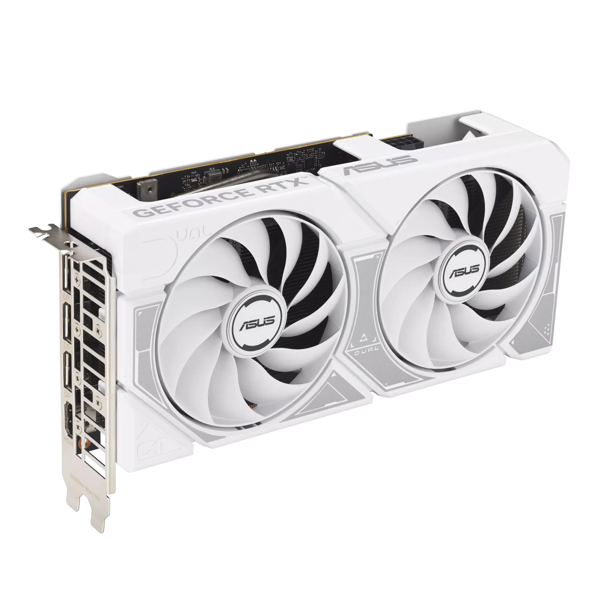 Видеокарта Asus GeForce RTX5060 8Gb DUAL OC Edition White (DUAL-RTX5060-O8G-WHITE) [8 ГБ, GDDR7, 128 бит, HDMI, DisplayPort (3 шт)]