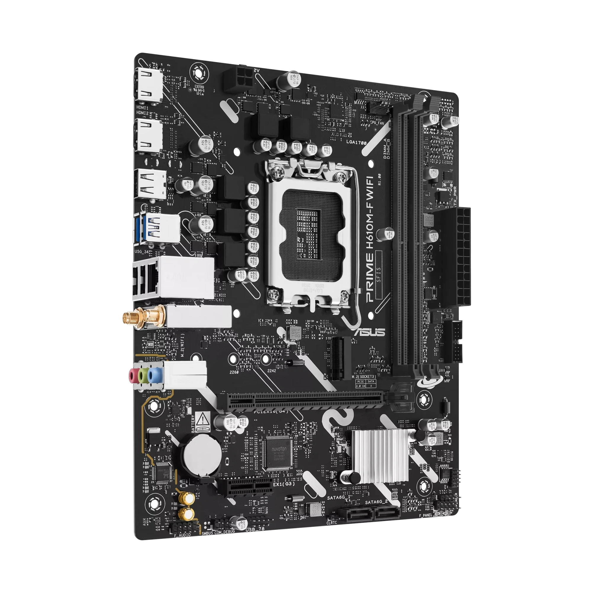 Материнская плата Asus PRIME H610M-F WIFI [LGA 1700, Intel H610, 2xDDR 5, 1xM.2, 1xPCI-E x16, Micro-ATX]