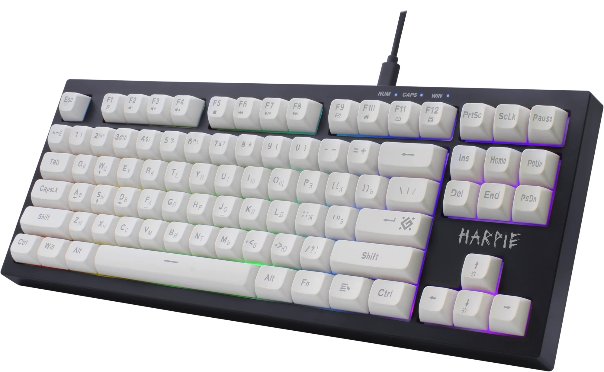 Клавиатура Defender Harpie GK-401 RU (45401) [мембранная, проводная, RGB подсветка, черная]
