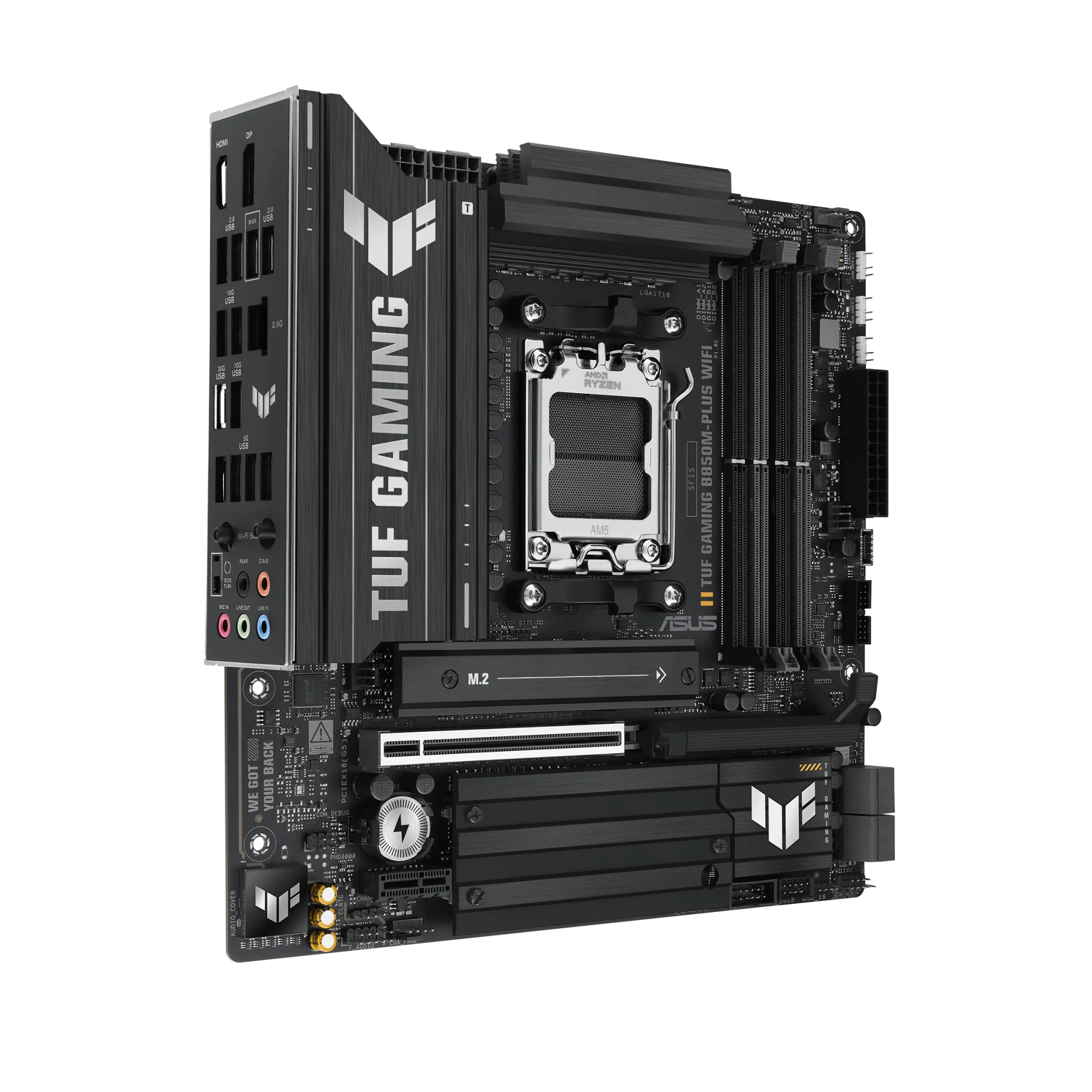 Материнская плата Asus TUF GAMING B850M-PLUS WIFI [AM5, AMD B850, 4xDDR 5, 3xM.2, 1xPCI-E x16, Micro-ATX]