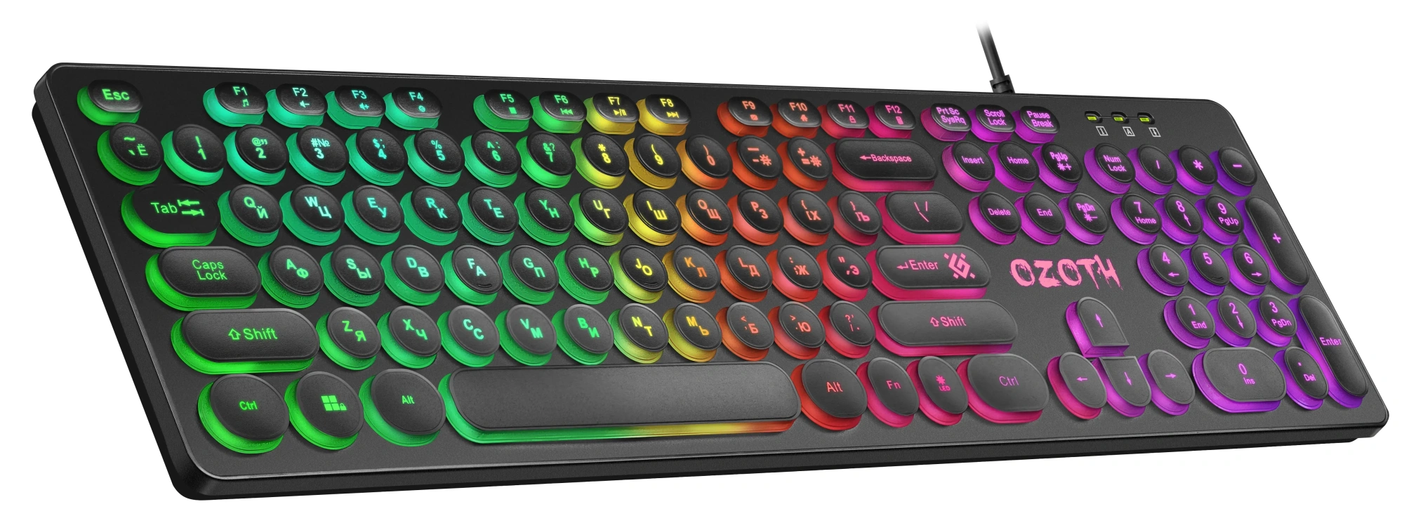 Клавиатура Defender Ozoth GK-106 [мембранная, проводная, RGB подсветка, черная]