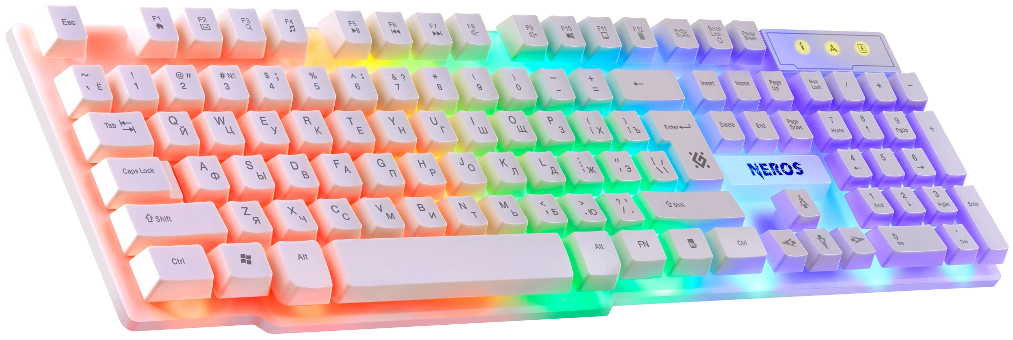Клавиатура Defender Neros GK-147 (45147) [мембранная, проводная, RGB подсветка, белая]