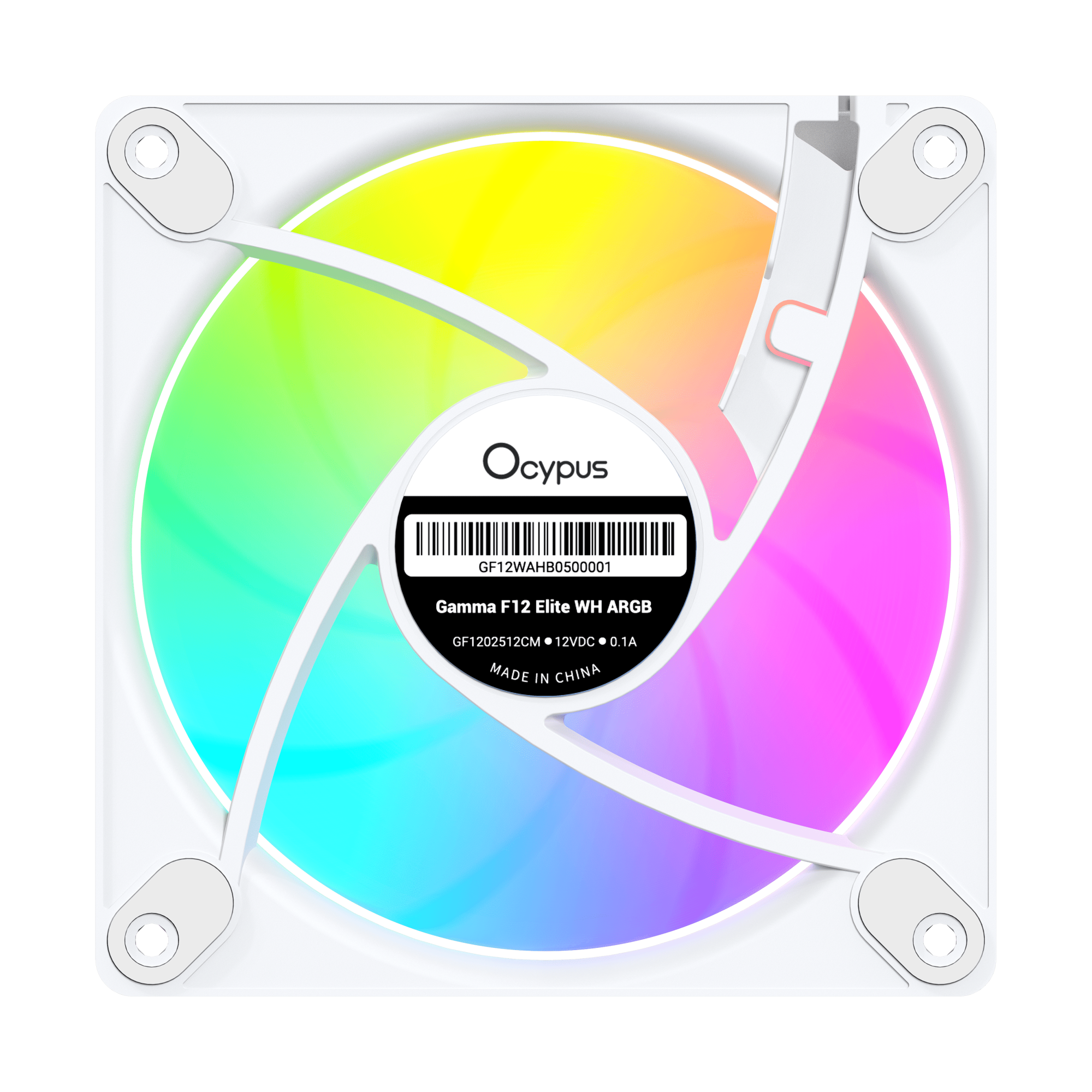 Вентилятор для корпуса Ocypus Gamma F12 Elite WH ARGB [120 x 120 мм, 1800 об/мин, 56 CFM, 26 дБ, PWM]