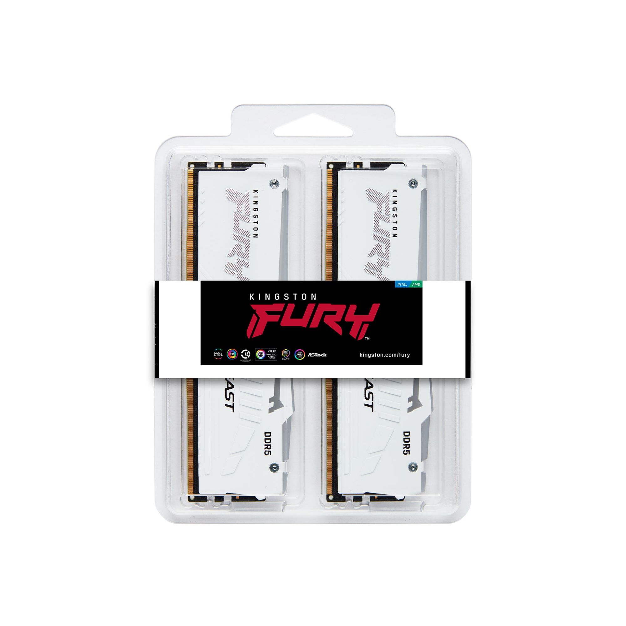 Комплект оперативной памяти Kingston Fury Beast White RGB EXPO (KF560C36BWE2AK2-32) [32 ГБ, DDR 5, 6000 МГц, 1.35 В, подсветка, KIT]