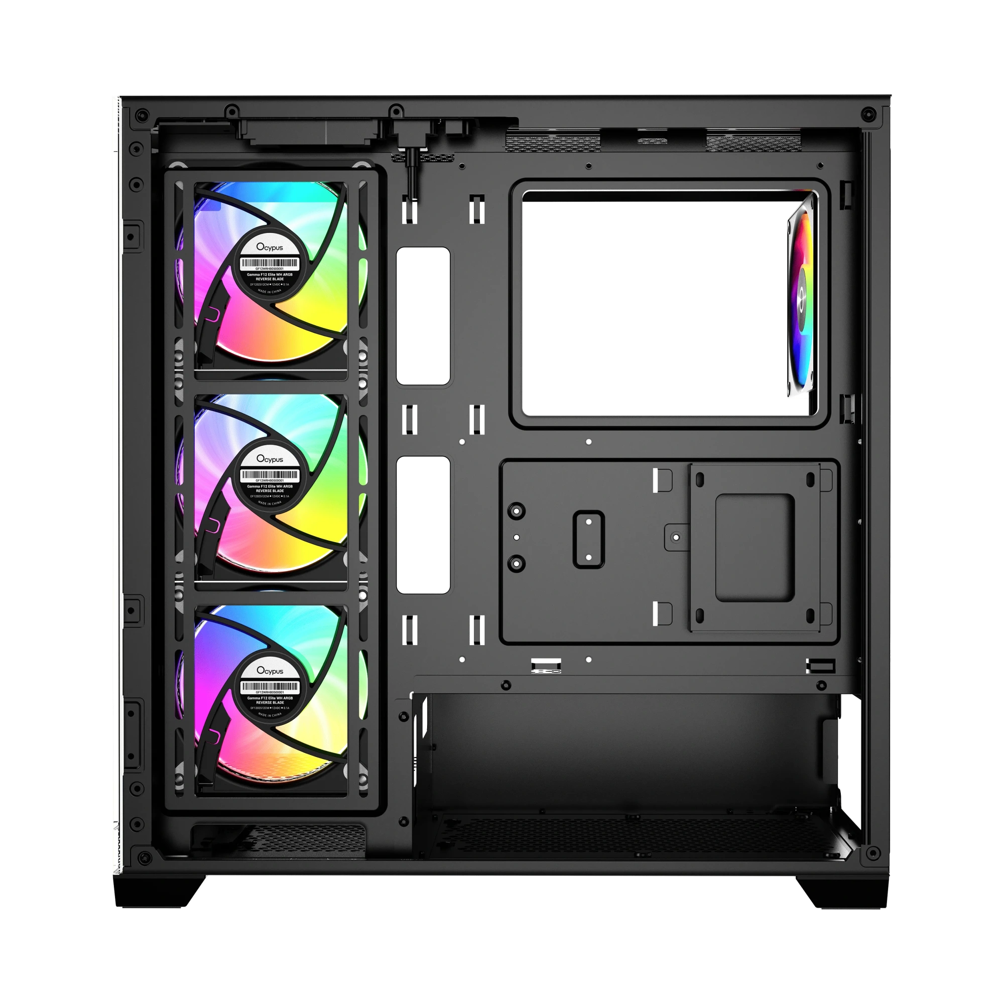 Корпус Ocypus Gamma C72 BK ARGB (Gamma-C72-BKD400XX-GL) [Midi Tower, 120 мм * 4 ARGB, черный]