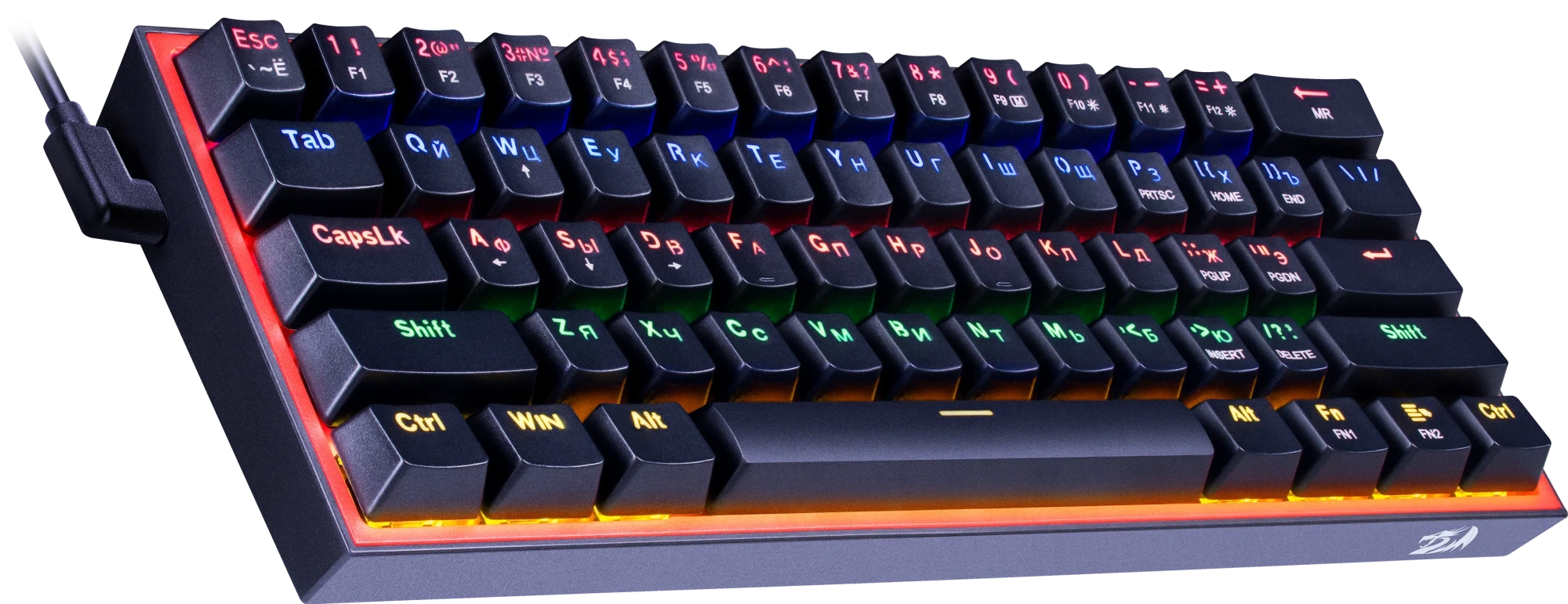 Клавиатура Redragon Fizz (72595) [механическая, проводная, RGB подсветка, Redragon Melt-Gold, черная]