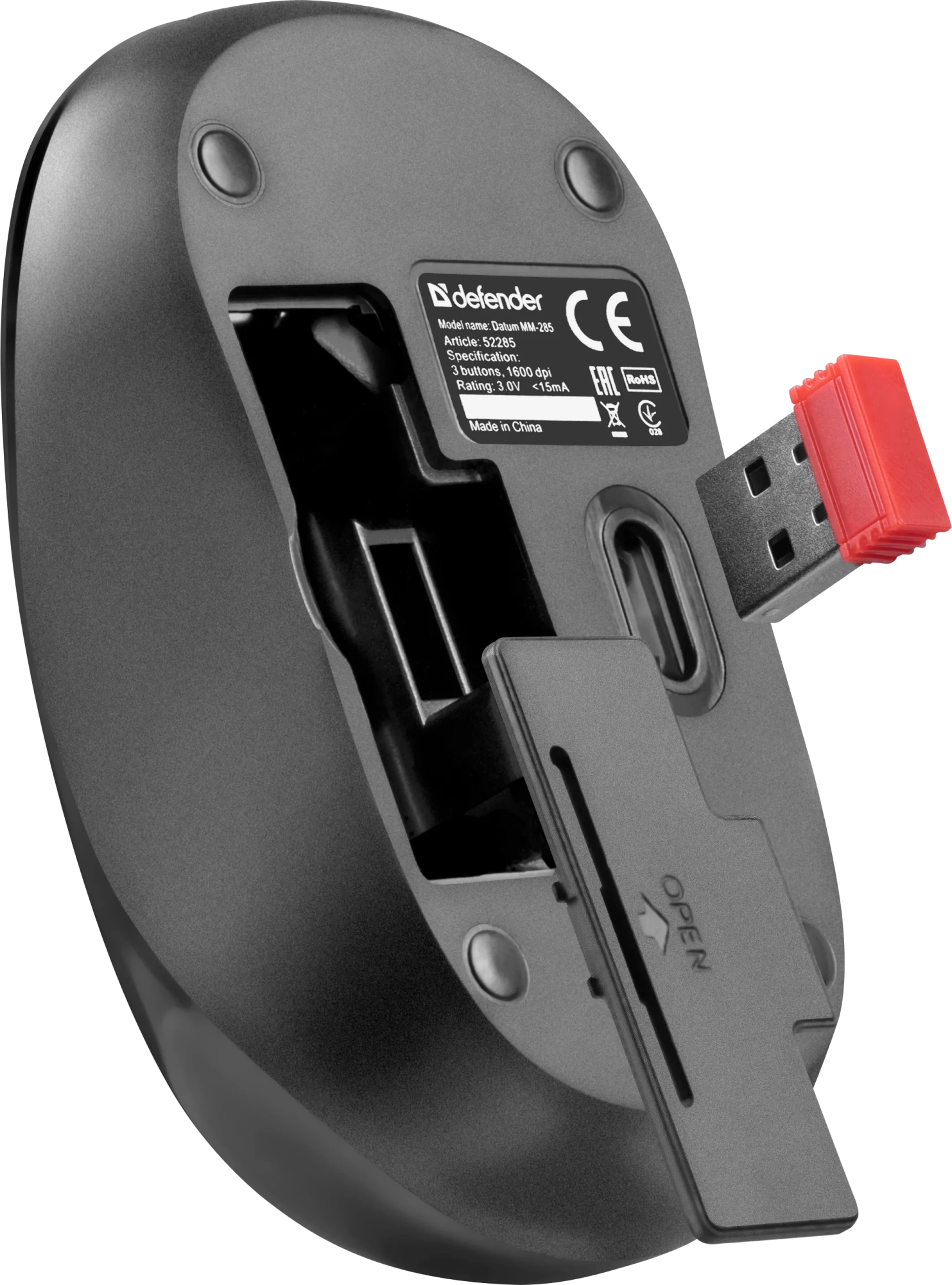 Мышь Defender Datum MM-285 (52285) [беспроводная, светодиодная, 1000 DPI, черная]