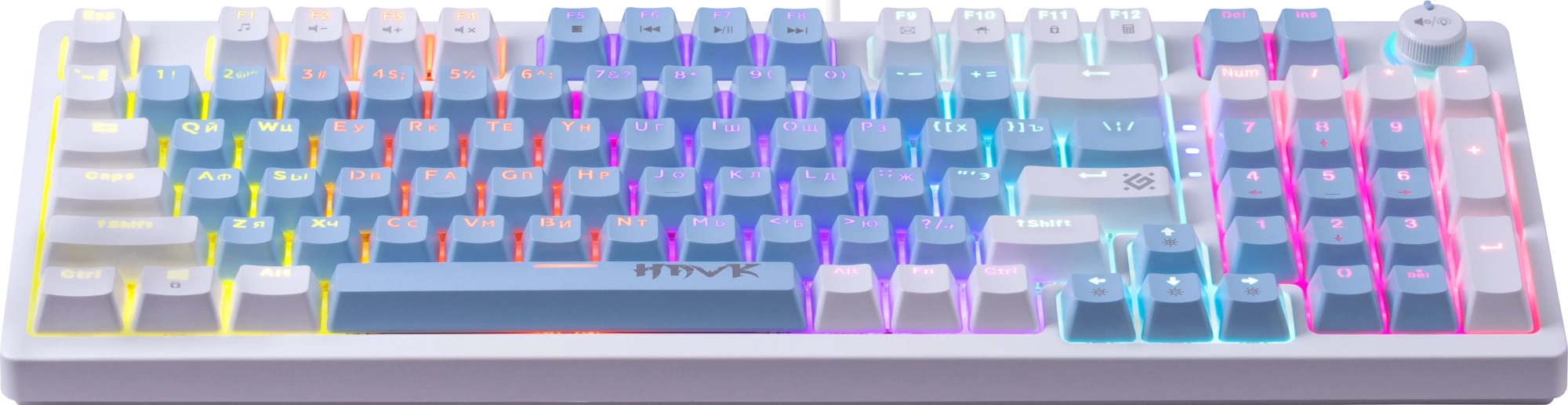 Клавиатура Defender Hawk GK-418 RU (45422) [механическая, проводная, бордовая RGB подсветка, Outemu Red, белая]